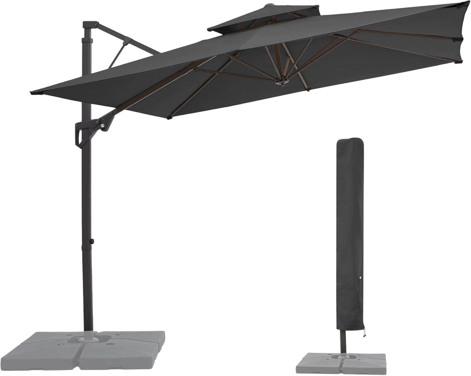 10ft 2-Tier Cantilever Patio Umbrella (Gray) by Jearey