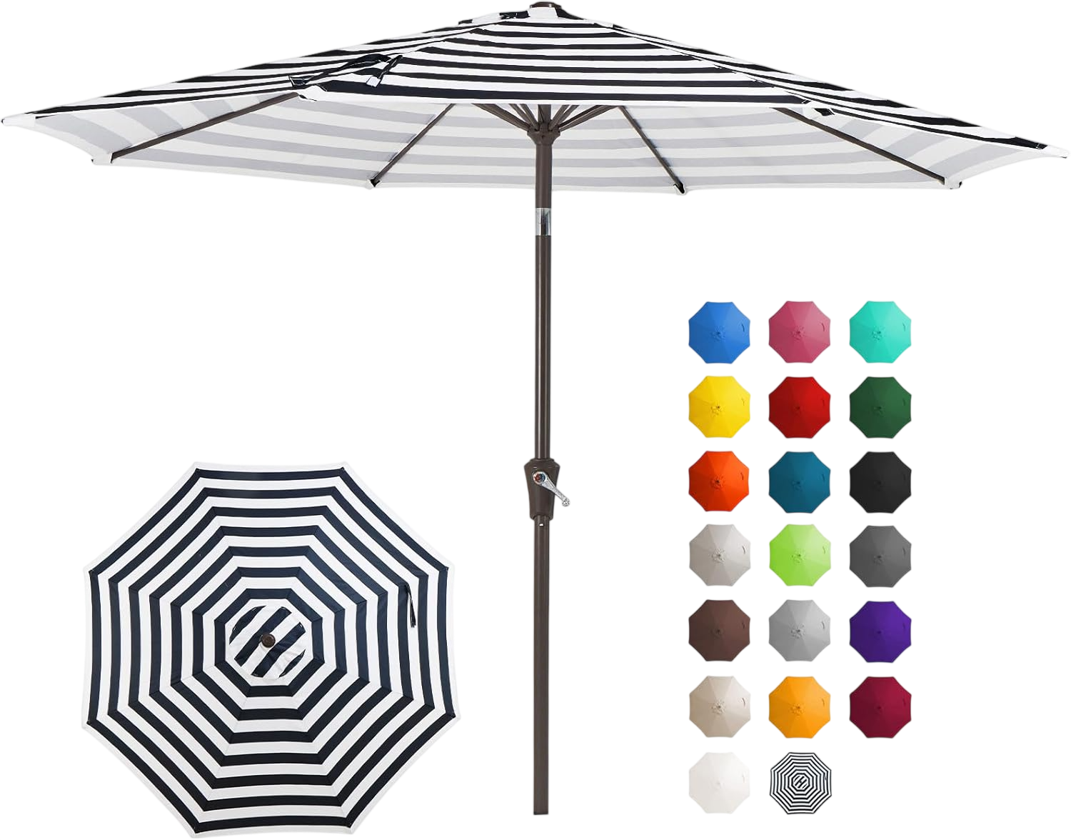10FT Outdoor Table Umbrella(Black & White Stripe) by Jearey